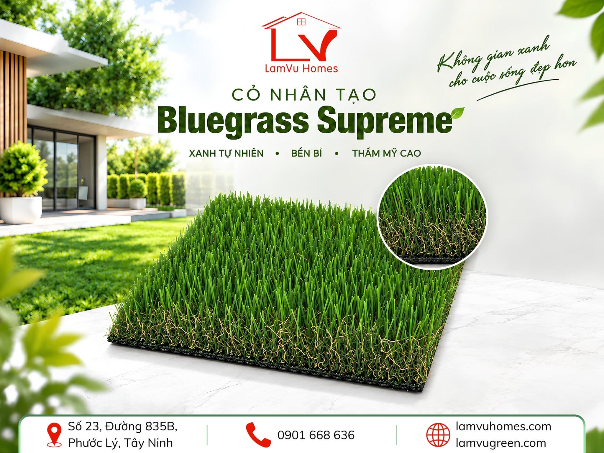 Bluegrass Supreme – cỏ nhân tạo xanh tự nhiên